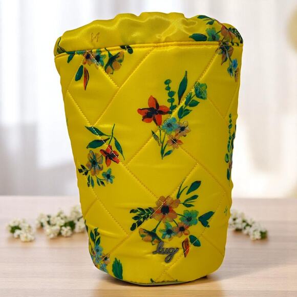 lug Handbags - Lug Color Joy Tumbler Bag Bouquet Yellow Floral Travel Toiletry Artist Supply